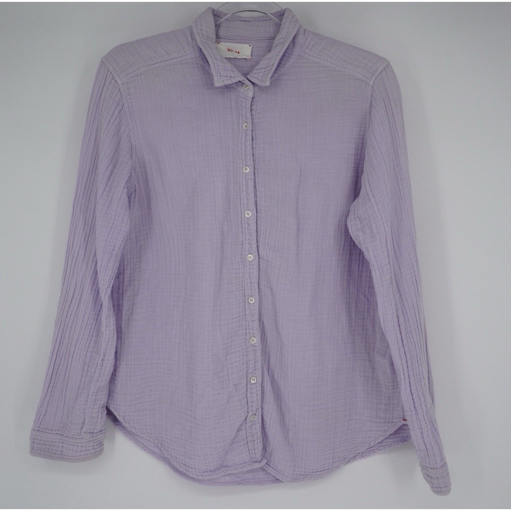 Xirena Scout Button Down Shirt Lilac Purple Double Gauze Small Cotton Flaw